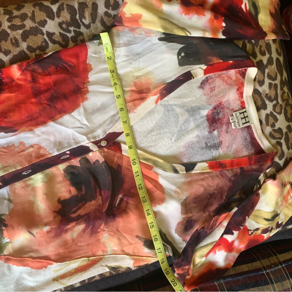 HAUTE HIPPIE watercolor floral long sleeve cardigan silk cotton Small - Picture 7 of 10